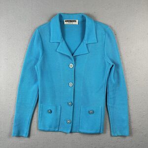 Worldly Things By Styltricot Knit Blazer Jacket Women’s 40 Light Blue Collared
